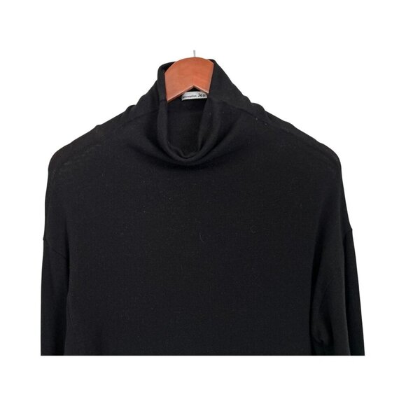 Reformation Jeans Reid Black Turtleneck Long Sleeve Top Oversized Light Size XSm - Picture 3 of 8